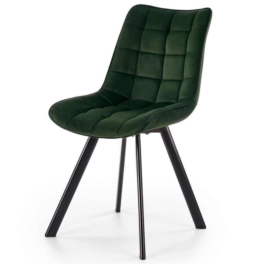 Židle K332 látka velvet/kov tmavě zelená Baumax