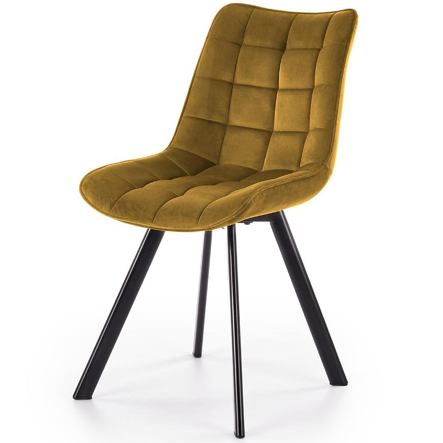 Židle K332 látka velvet/kov žlutá Baumax