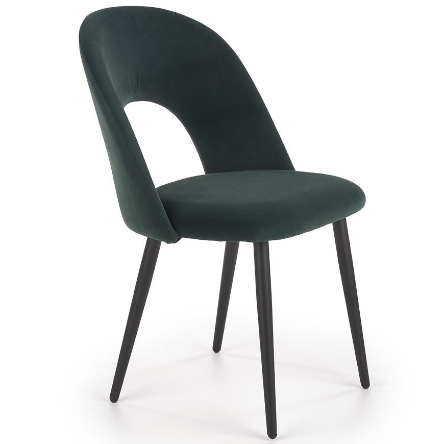 Židle K384 látka velvet/kov tmavě zelená Baumax