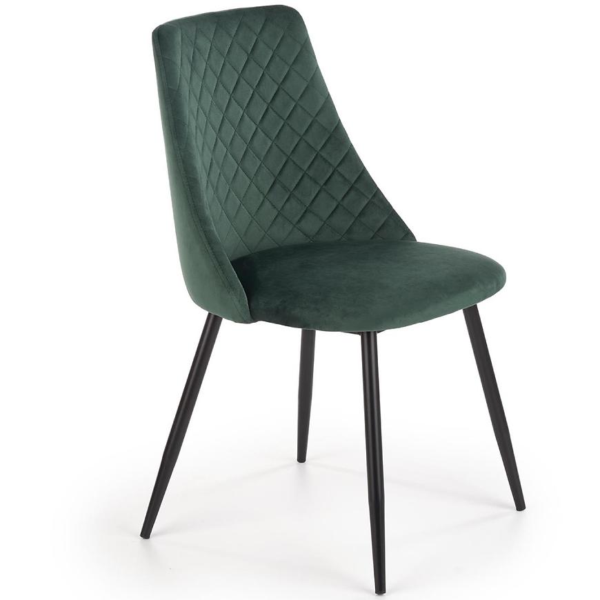 Židle K405 látka velvet/kov tmavě zelená Baumax