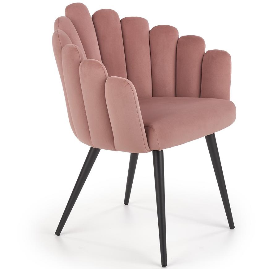 Židle K410 látka velvet/kov růžová Baumax
