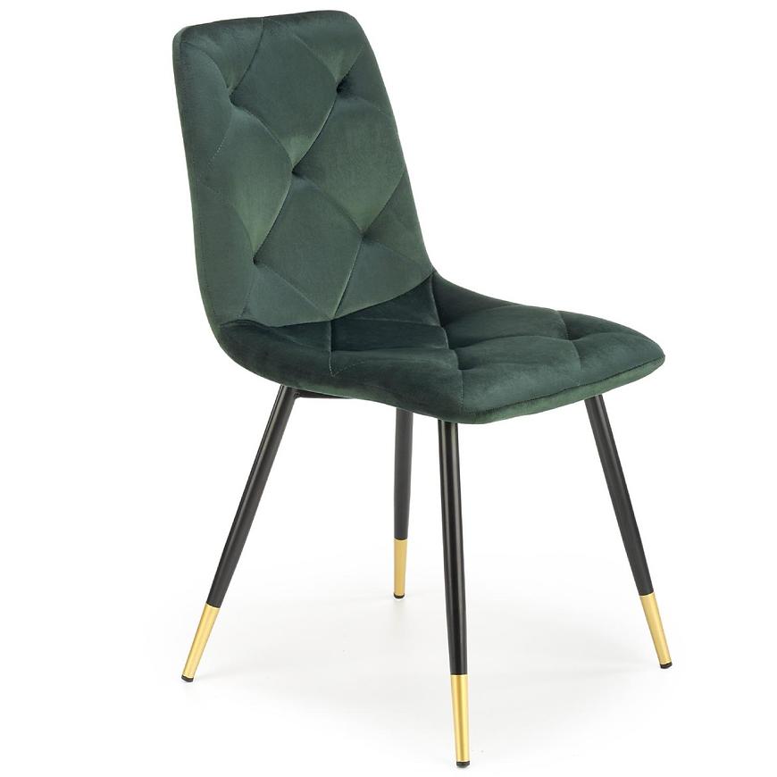 Židle K438 látka velvet/kov tmavě zelená Baumax