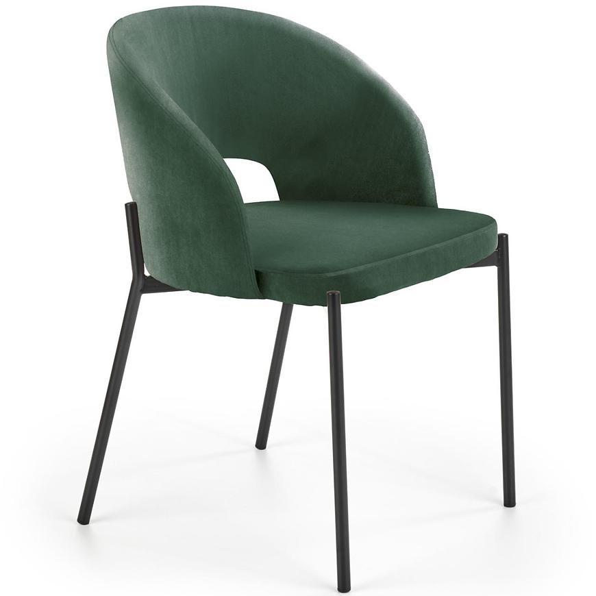 Židle K455 látka velvet/kov tmavě zelená Baumax