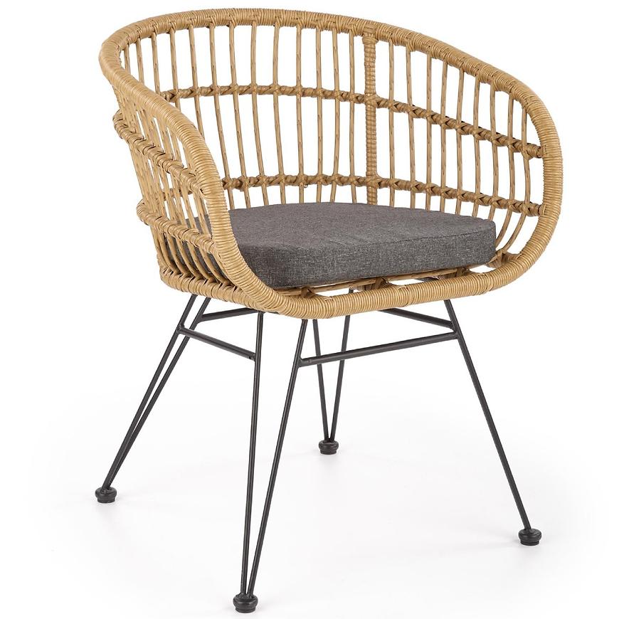 Židle K456 ratan/tkanina/kov natural/popelavě šedá Baumax