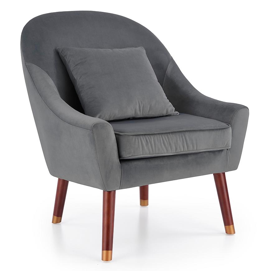 Křeslo Opale popelavě šedá/ořech/zlatá Baumax