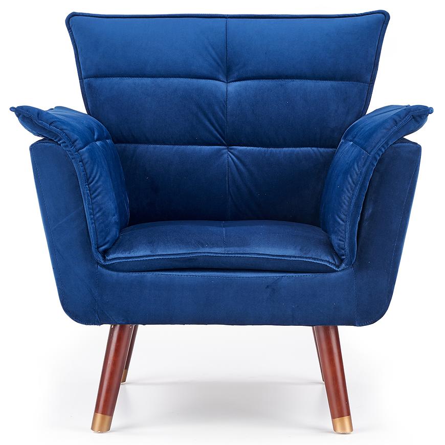 Křeslo Rezzo tmavě modrá/ořech/zlatá Baumax