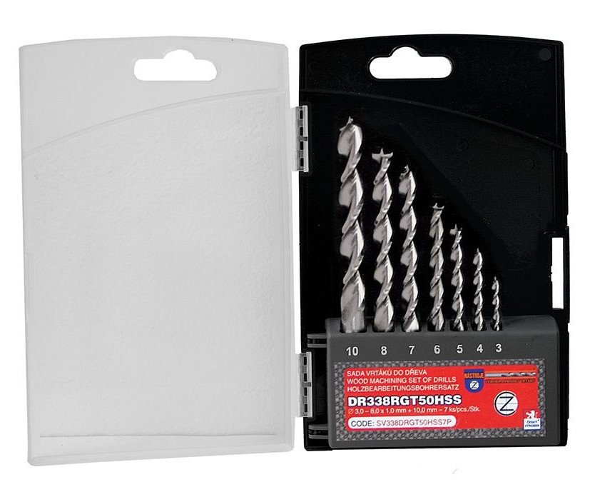 Sada vrtáků do dřeva 7ks 3-10mm DIN 338