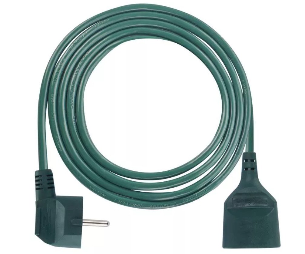 Šňůra prodlužovací zelená 1 zásuvka - 5m