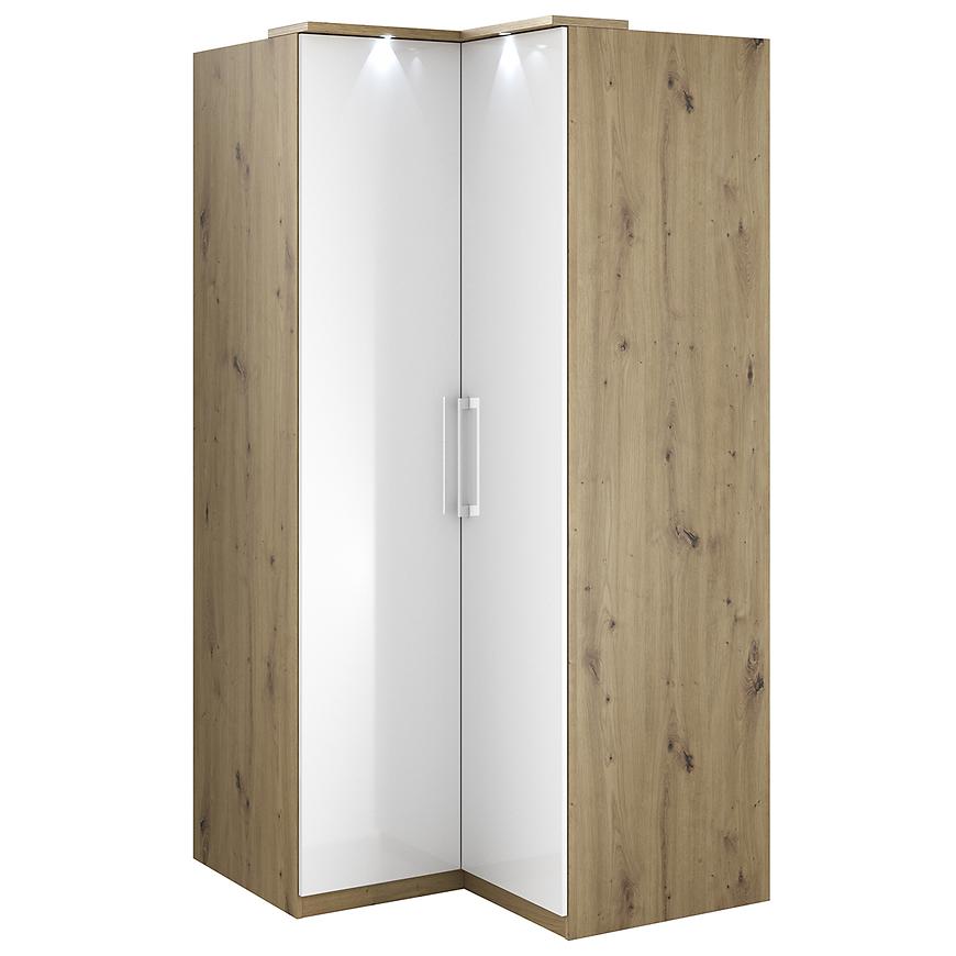 Rohová skříň Optima 16 2D artisan/bílý lesk Baumax