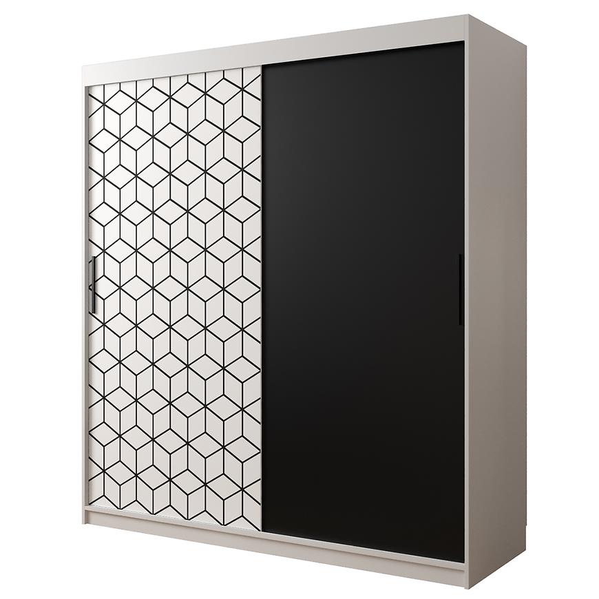 Skříň Heksagon 180 bílá/bílá/černá Baumax