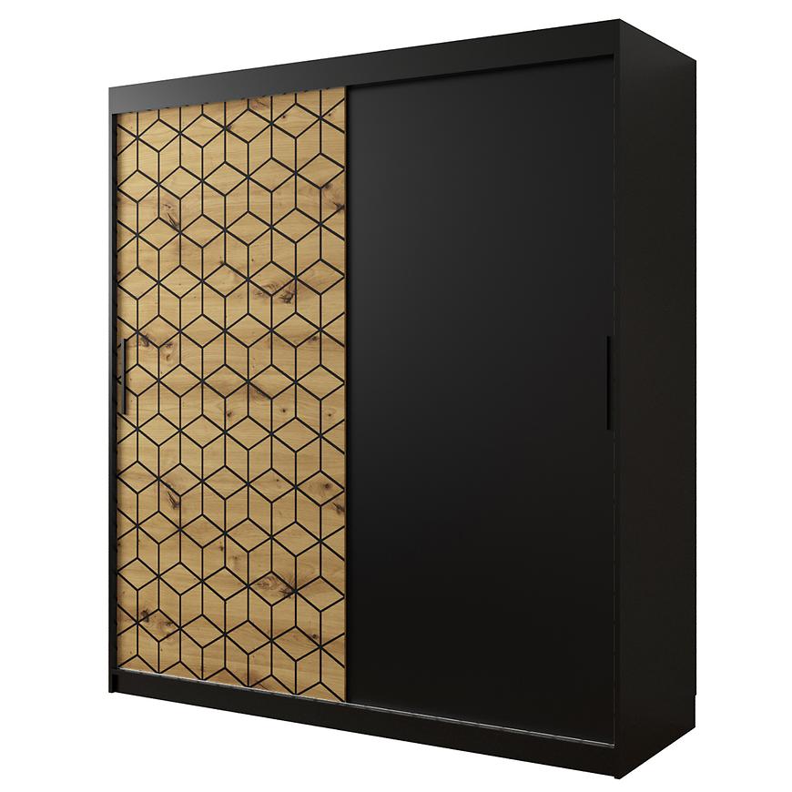 Skříň Heksagon 180 černá/dub artisan/černá Baumax