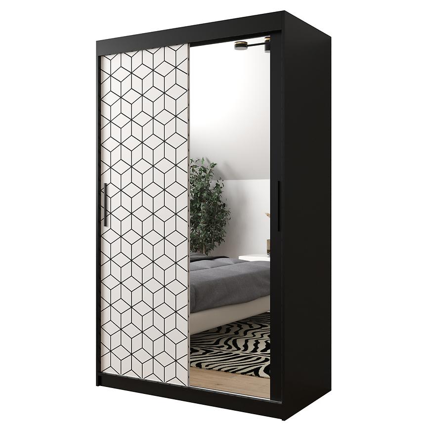 Skříň Heksagon 2 120 černá/bílá/zrcadlo Baumax