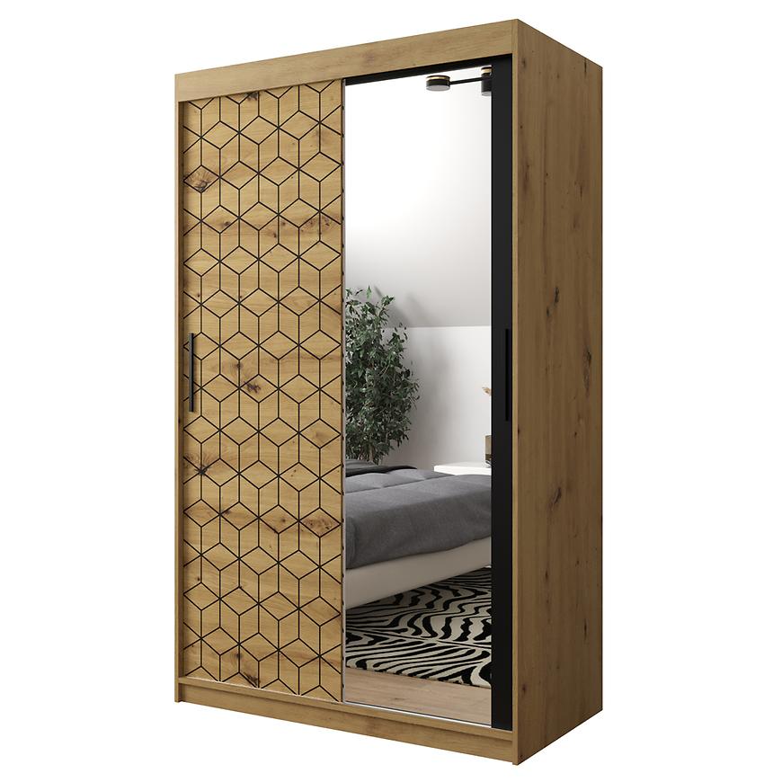 Skříň Heksagon 2 120 dub artisan/dub artisan/zrcadlo Baumax