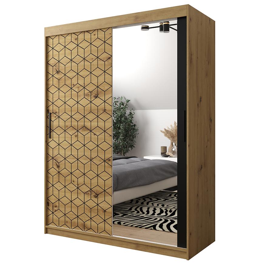 Skříň Heksagon 2 150 dub artisan/dub artisan/zrcadlo Baumax