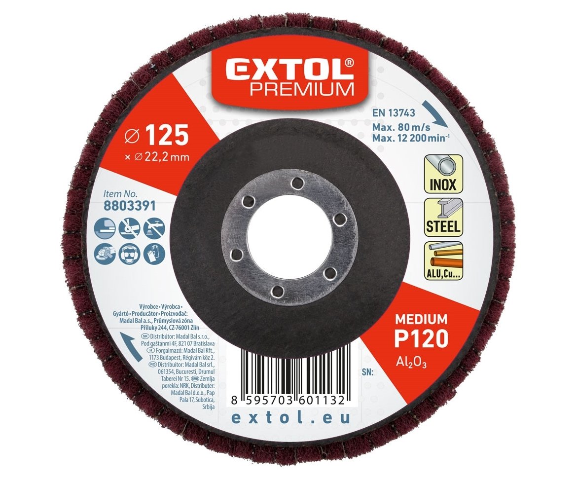 Kotouč brusný rouno 125mm Extol Premium 8803391