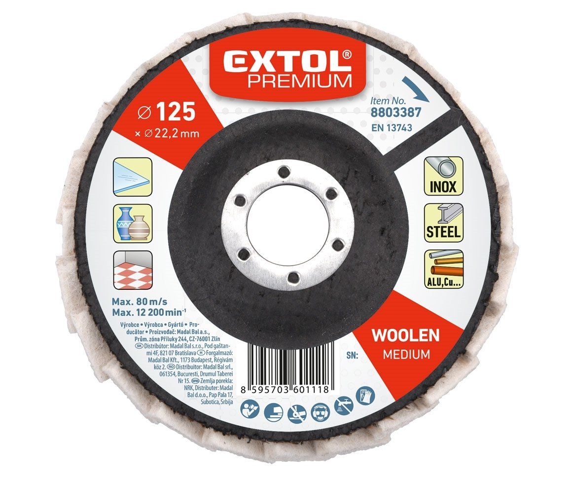 Kotouč lešticí filcový lamelový 125mm Extol Premium 8803387