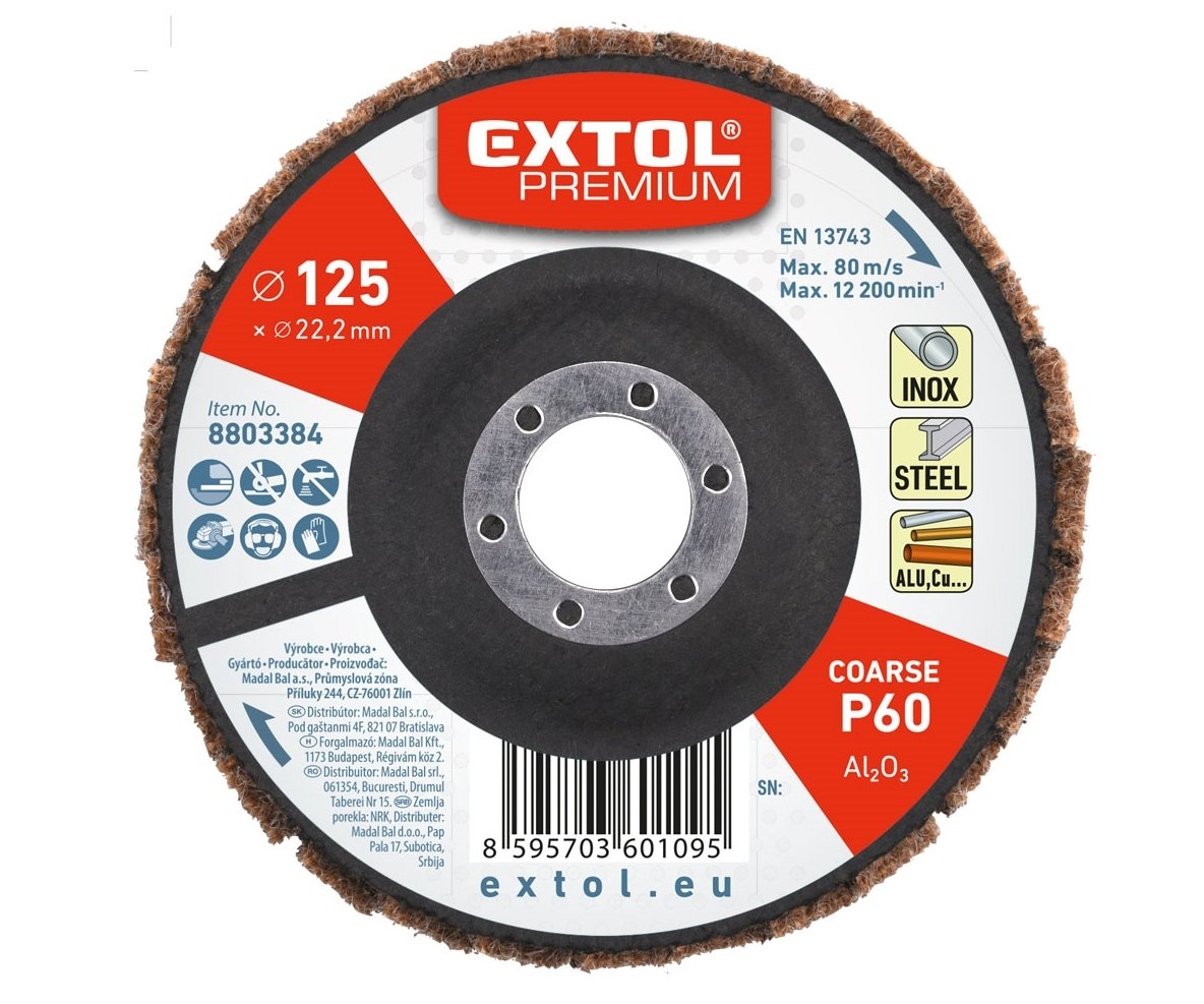 Kotouč brusný lamelový rouno korund 125mm Extol Premium 8803384