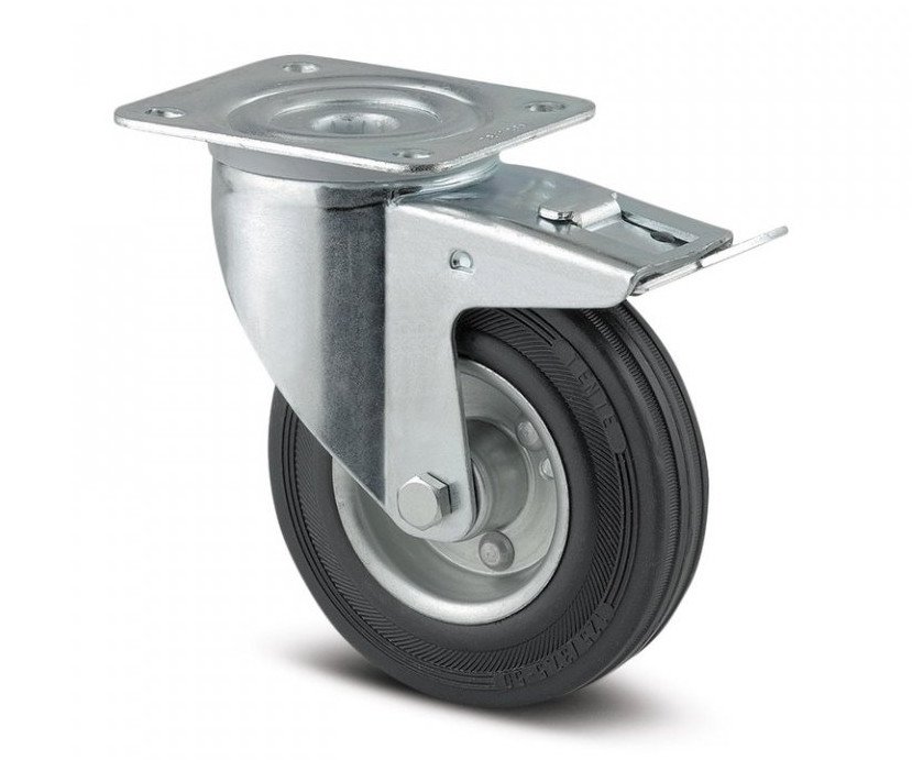 Kolečko průmyslové gumové otočné 80mm plotýnka