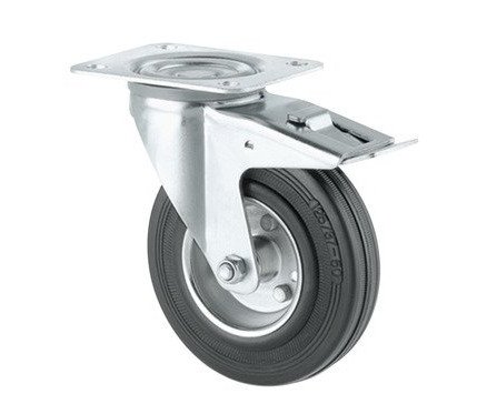 Kolečko průmyslové gumové otočné 100mm plotýnka