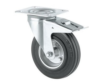 Kolečko průmyslové gumové otočné 125mm plotýnka