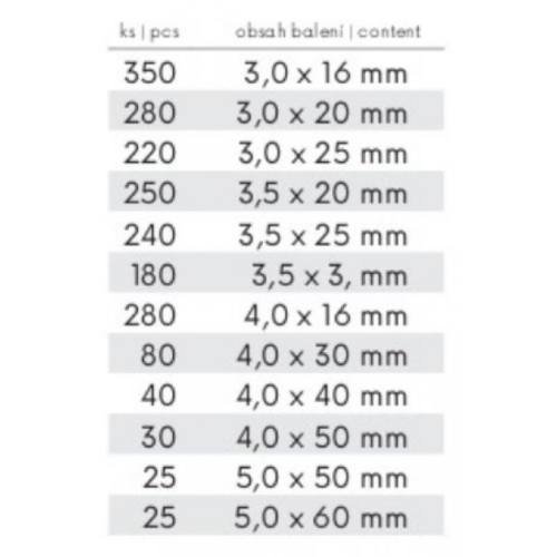 Vruty do dřeva 2000 ks + plastový pořadač Euronářadí