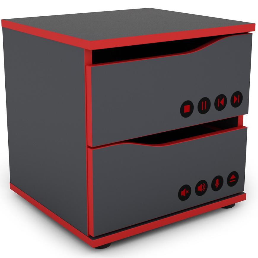 Nocni Stolek Matrix 40 2S grafit/červená Baumax