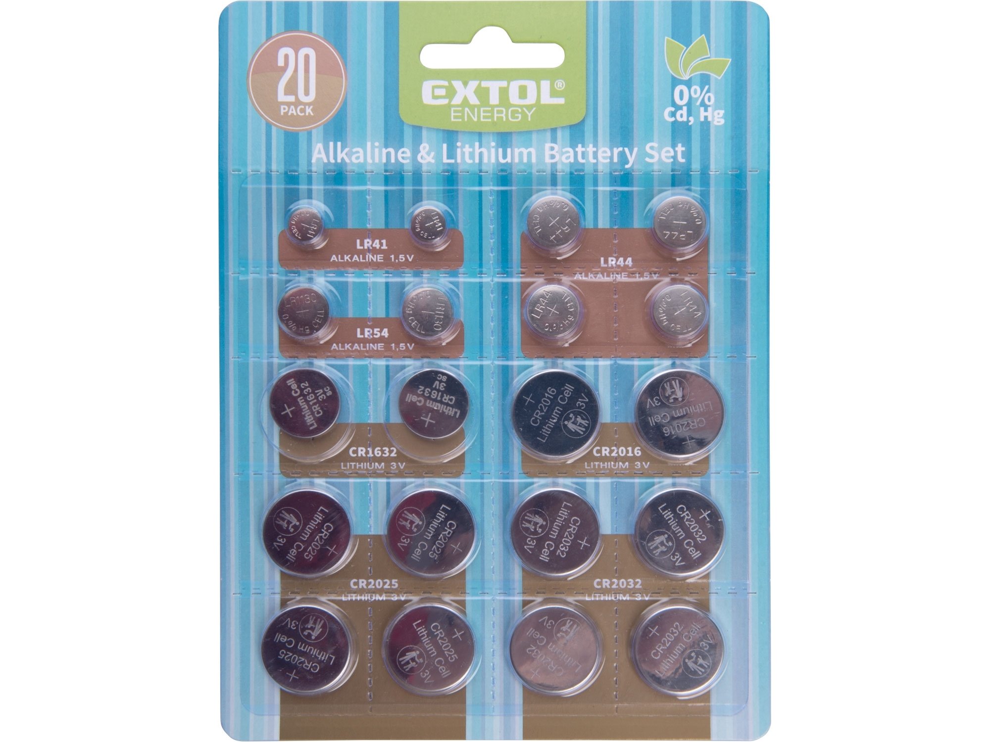 Baterie knoflíkové 7 typů 20ks Extol Energy 42057