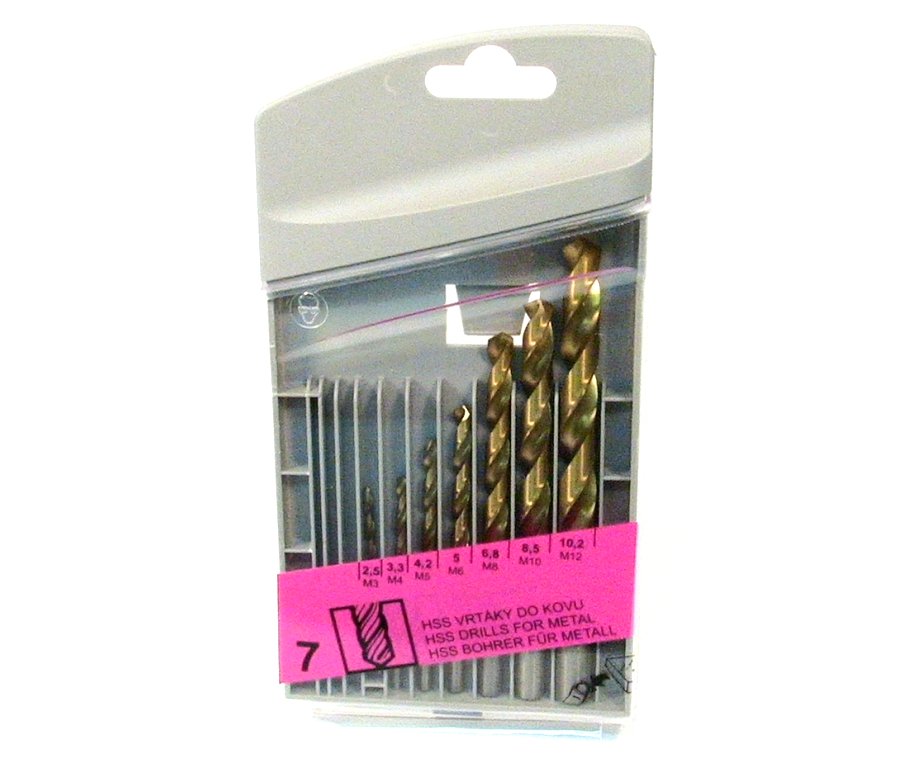 Sada vrtáků do kovu HSS TiN 7ks pro M3-M12
