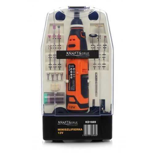 Mini přímá bruska 12V+příslušenství 55ks KD1669 KRAFT&DELE
