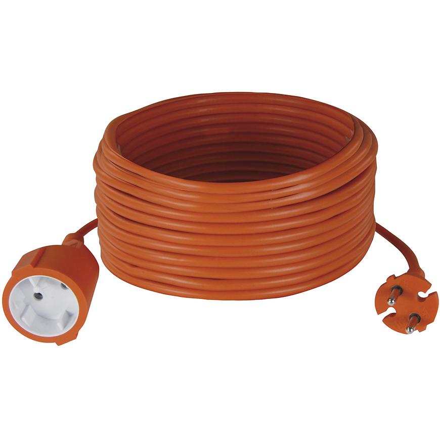 Dvoužilový pohyblivý přívod 20 m / 1 zásuvka / oranžový / PVC / 230 V / 1 mm2 Baumax