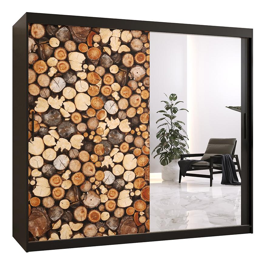 Skříň COUNTRY 2 200 černá/zrcadlo Baumax