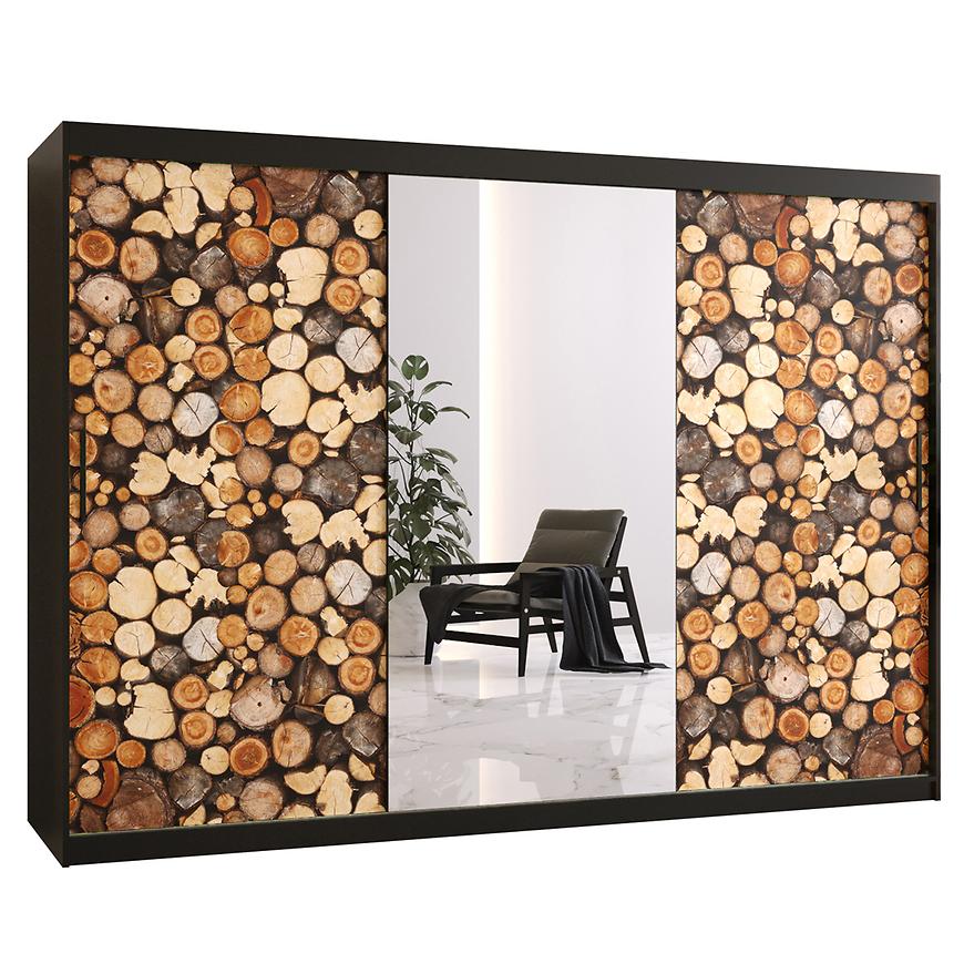 Skříň COUNTRY 2 250 černá/zrcadlo Baumax