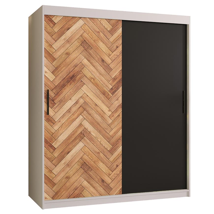 Skříň HERRINGBONE 150 Fehér/Černá/Rybí kost Baumax