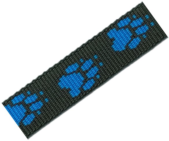 Popruh polypropylen tlapka černý/modrý - 25mm
