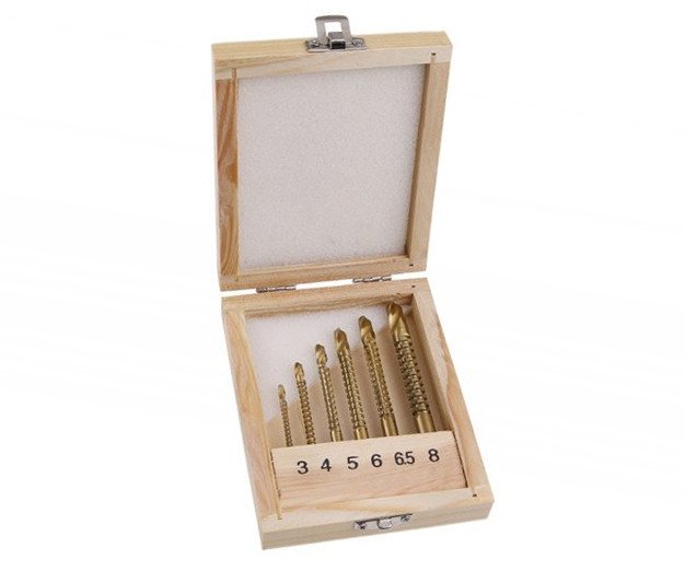Sada vrtáků do dřeva frézovacích HSS Ti 6ks 3-8mm