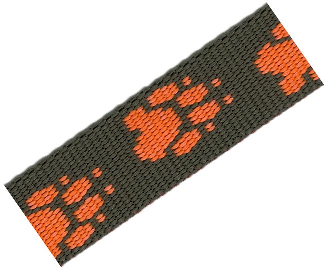 Popruh polypropylen tlapka hnědý/oranžový - 25mm