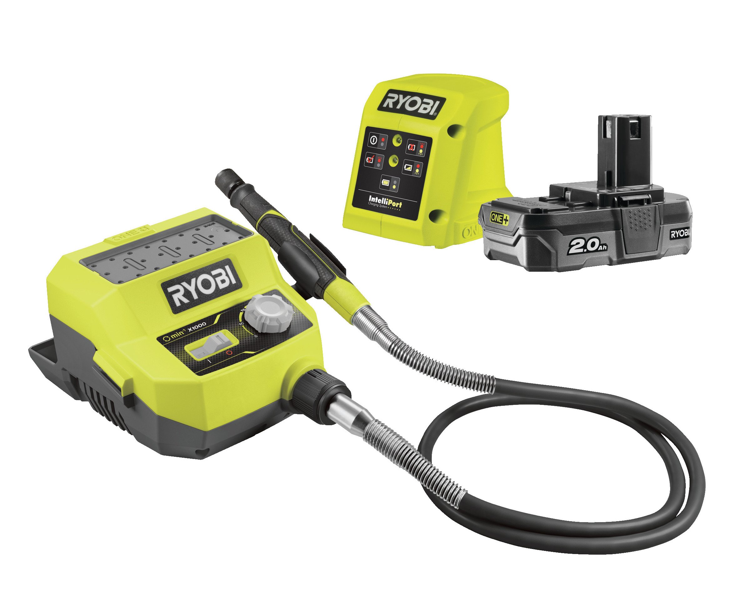 Ryobi RRTS18-120GA35 ONE+ aku přímá bruska s příslušenstvím 35ks 1x2.0Ah
