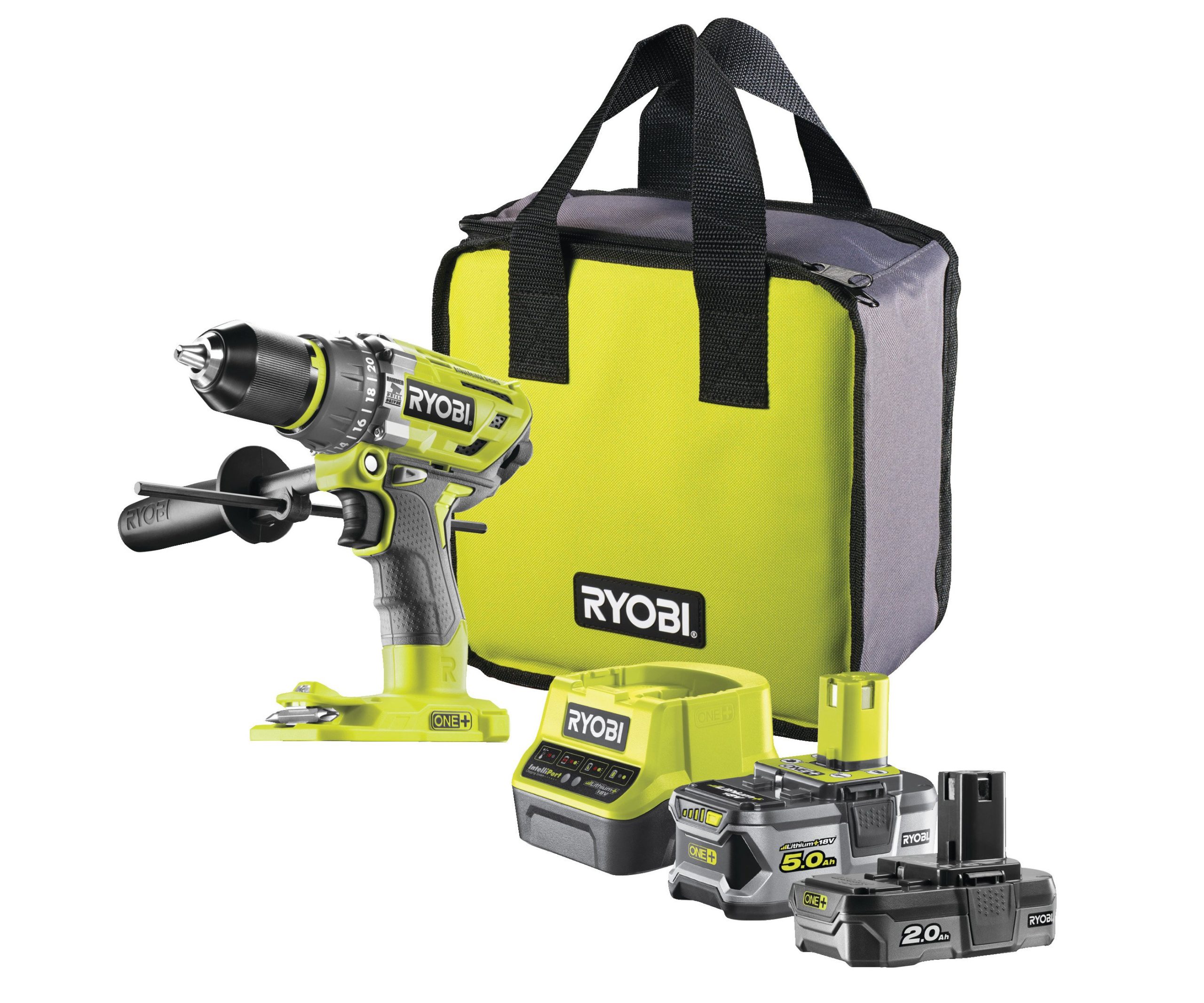 Ryobi R18PD7-252S ONE+ aku příklepový vrtací šroubovák 2.0+5.0Ah