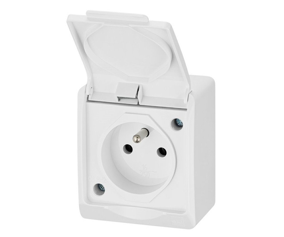 Zásuvka do vlhka bílá IP44 Galatea