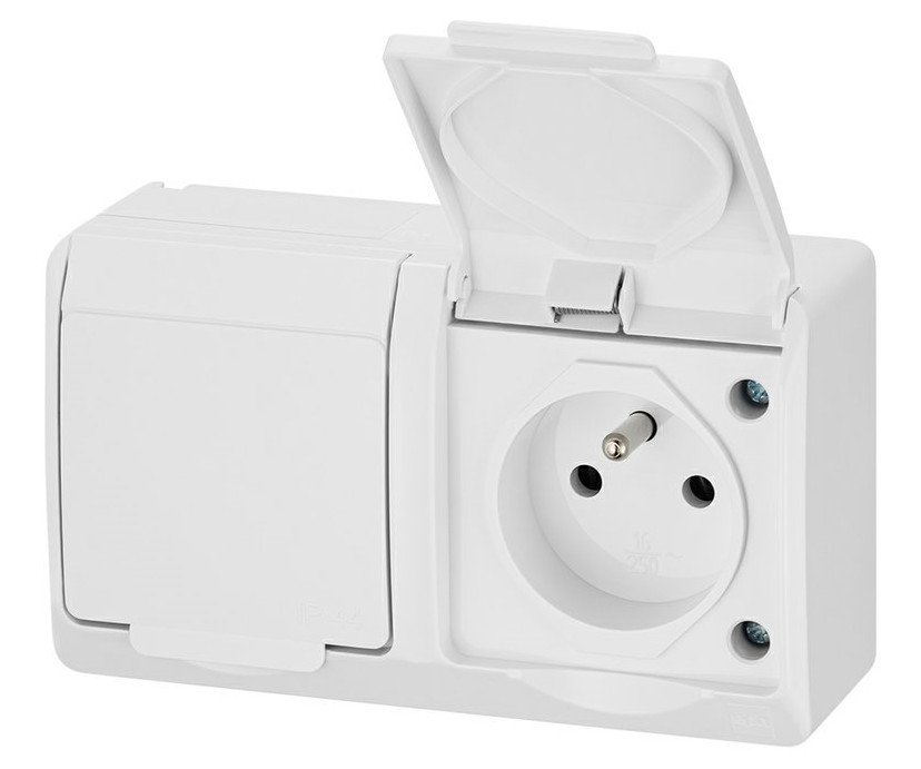 Dvojzásuvka do vlhka bílá IP44 Galatea