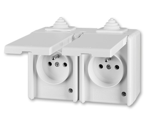 Dvojzásuvka do vlhka bílá IP44 Praktik