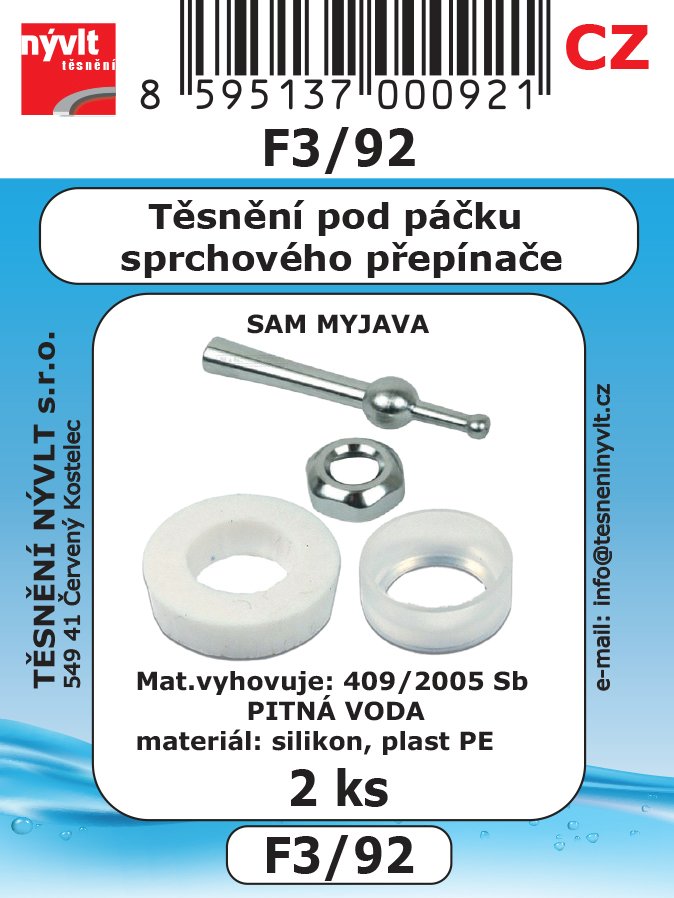 Sada těsnění Nývlt různé druhy - F3/92 pro sprchové přepínače