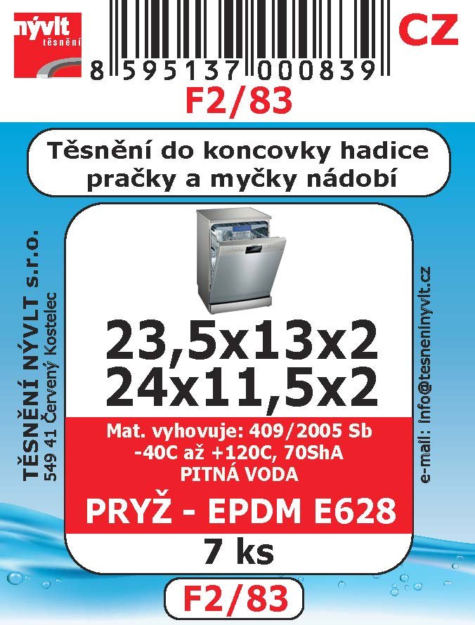 Sada těsnění Nývlt různé druhy - F2/83 pro pračky a myčky