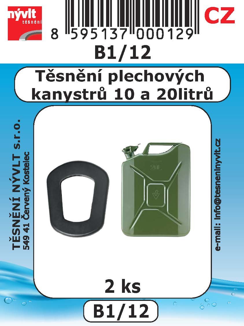 Sada těsnění Nývlt různé druhy - B1/12 pro kanystry 10l a 20l