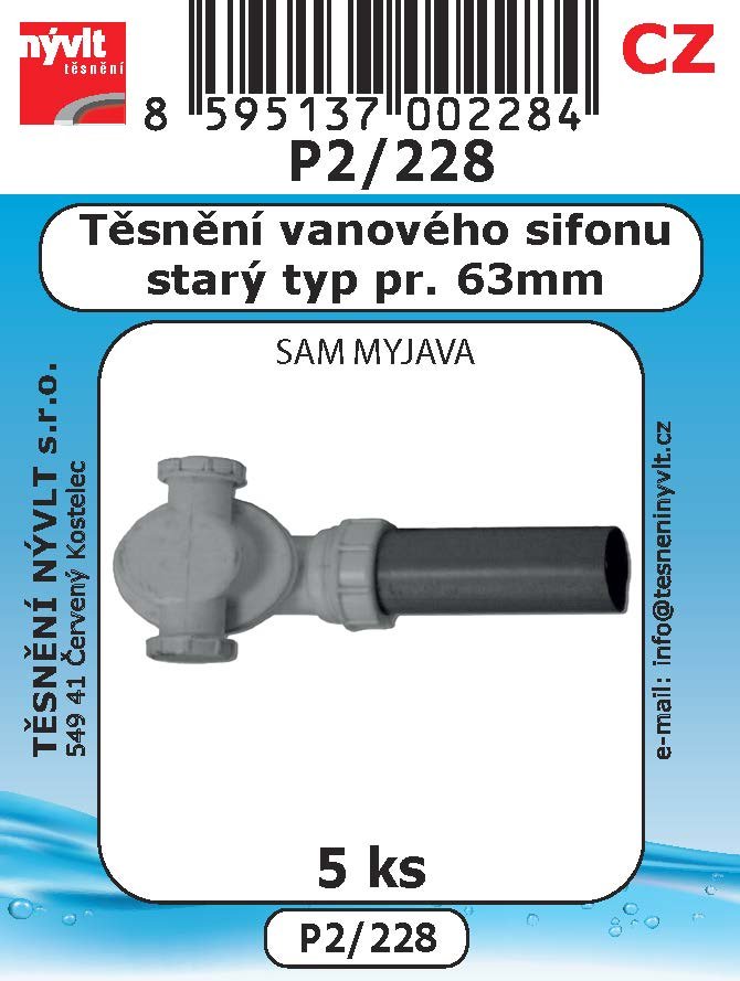 Sada těsnění Nývlt různé druhy - P2/228 pro vanové sifony