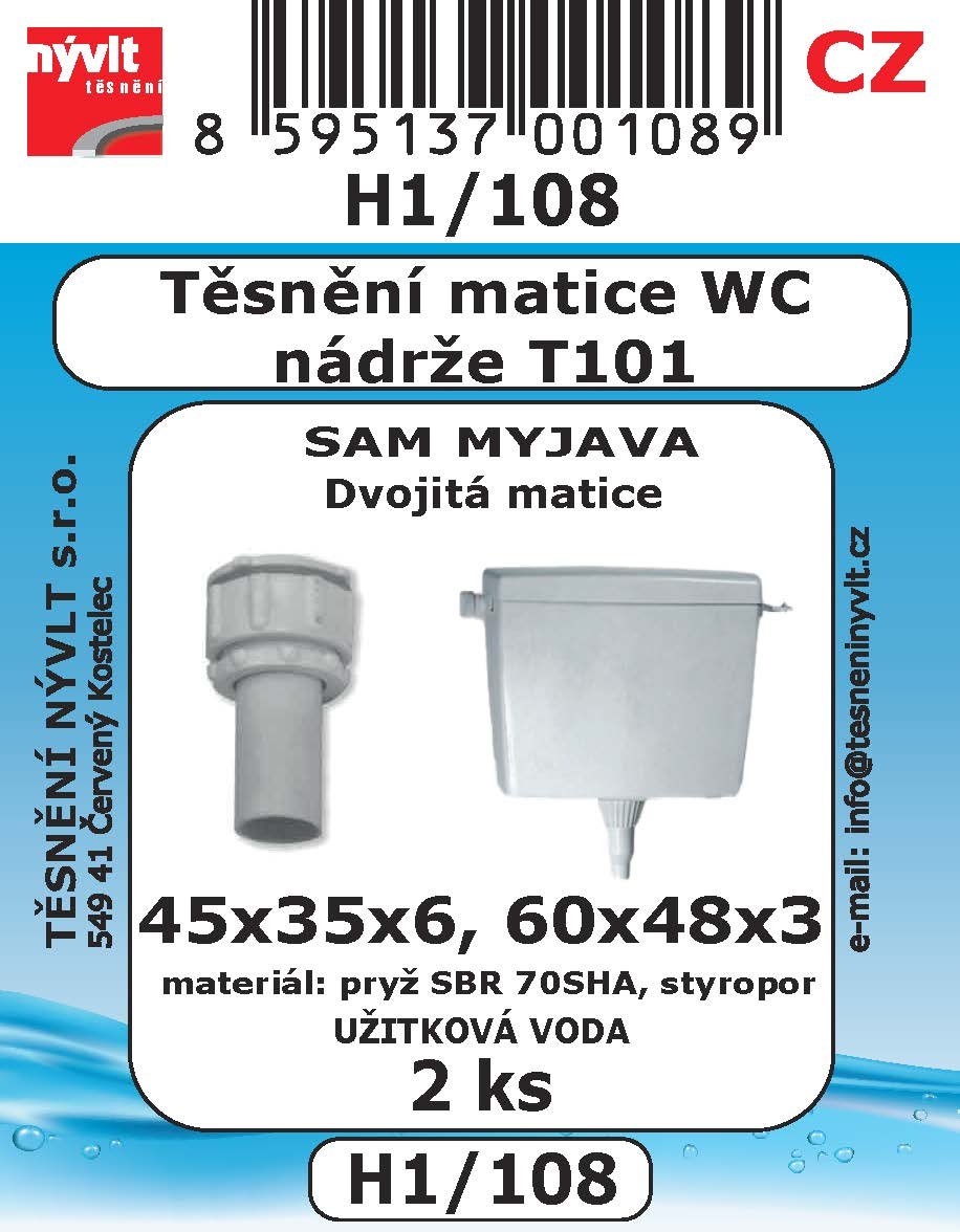Sada těsnění Nývlt různé druhy - H1/108 matice WC nádrže T101