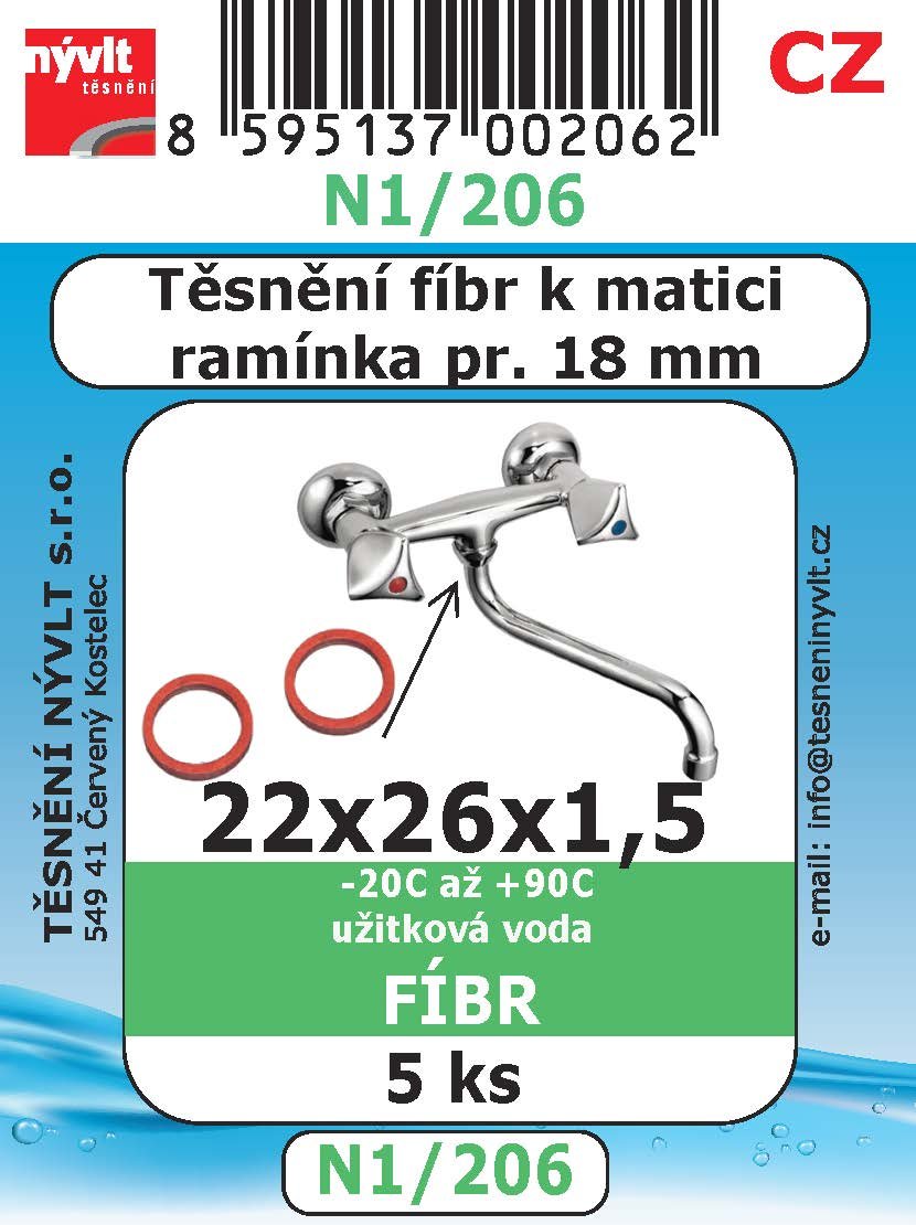 Sada těsnění Nývlt různé druhy - N1/206 pro matici ramínka 18mm