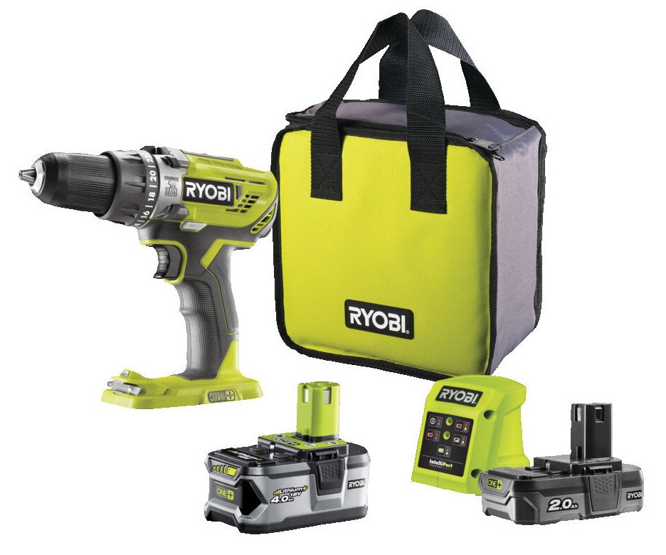 Ryobi R18PD3-242S ONE+ aku příklepový vrtací šroubovák 2.0+4.0Ah