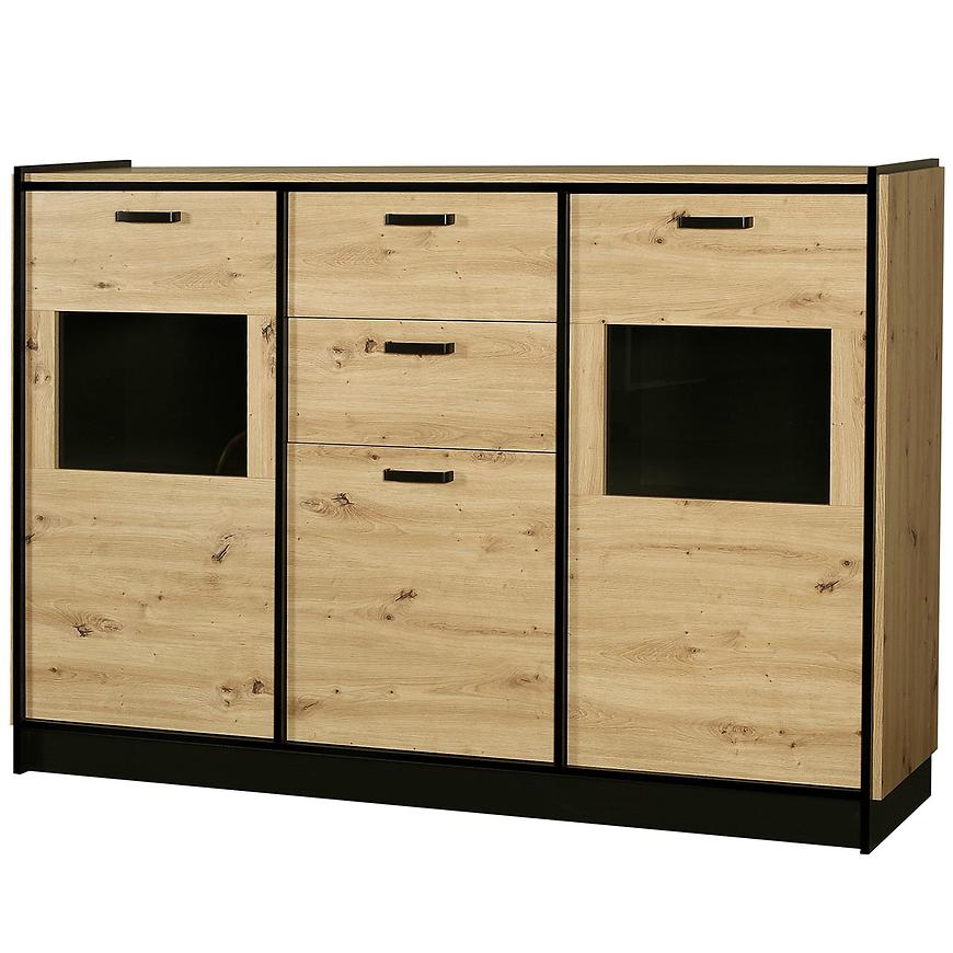 Komoda 3d2s Karia dub artisan/dub artisan+černá Baumax