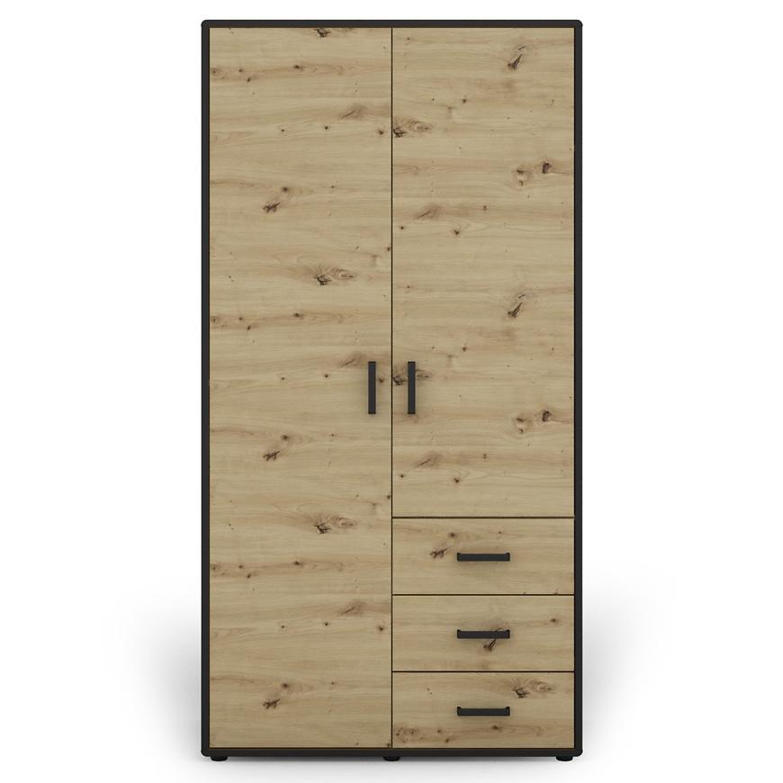 Skříň Capannoli 3s 2d dub artisan/černá Baumax